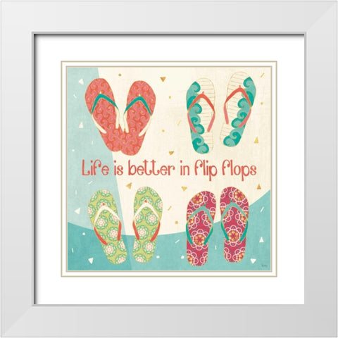 Fun in the Sun III White Modern Wood Framed Art Print with Double Matting by Charron, Veronique