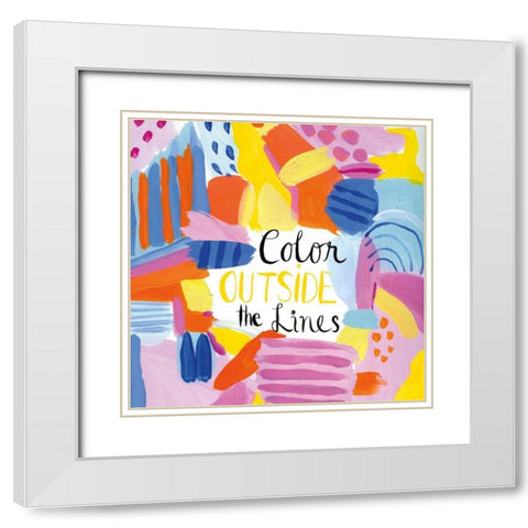 Abstract Affirmations I White Modern Wood Framed Art Print with Double Matting by Zaman, Farida