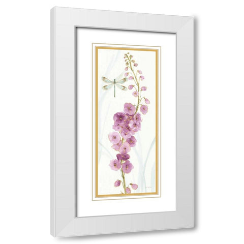 Rainbow Seeds Flowers VII Dragonfly White Modern Wood Framed Art Print with Double Matting by Audit, Lisa