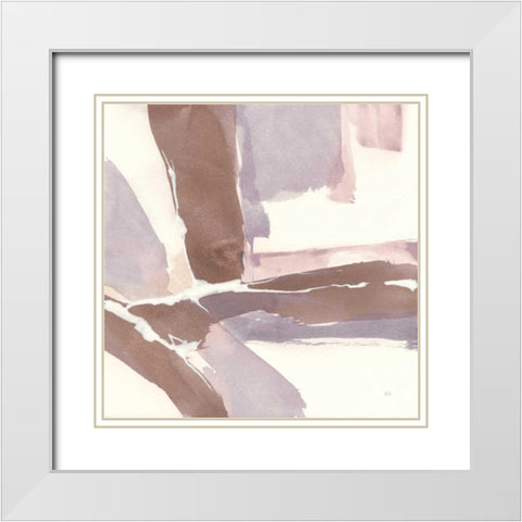 White and Placid II Blush White Modern Wood Framed Art Print with Double Matting by Paschke, Chris