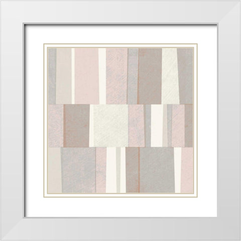 Blush Abstract White Modern Wood Framed Art Print with Double Matting by Mullan, Michael
