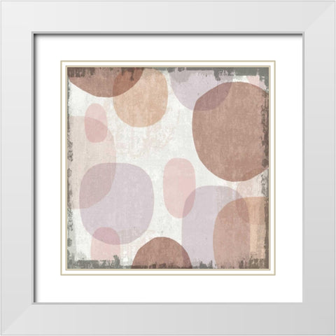 Blush Drips I White Modern Wood Framed Art Print with Double Matting by Mullan, Michael