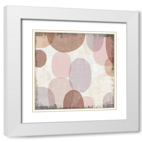 Blush Drips II White Modern Wood Framed Art Print with Double Matting by Mullan, Michael