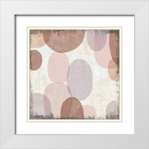 Blush Drips II White Modern Wood Framed Art Print with Double Matting by Mullan, Michael