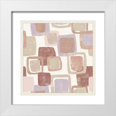 Blocks Blush White Modern Wood Framed Art Print with Double Matting by Wild Apple Portfolio