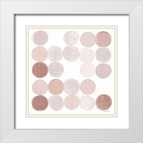 Dots II Square I Blush White Modern Wood Framed Art Print with Double Matting by Mullan, Michael