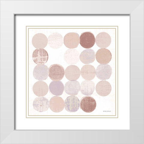 Dots II Square II Blush White Modern Wood Framed Art Print with Double Matting by Mullan, Michael