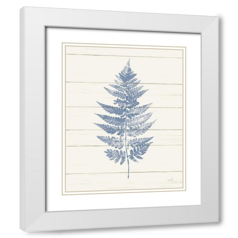 Fern Print I Blue Crop White Modern Wood Framed Art Print with Double Matting by Hershey, Moira