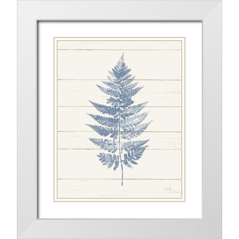 Fern Print I Blue Crop White Modern Wood Framed Art Print with Double Matting by Hershey, Moira