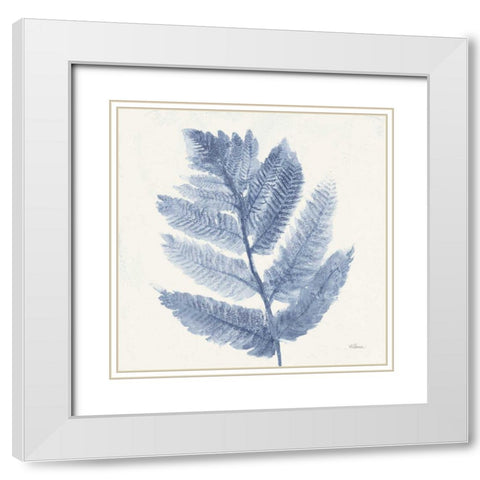 Forest Ferns I Blue White Modern Wood Framed Art Print with Double Matting by Hristova, Albena