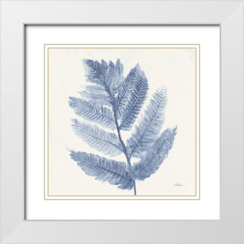 Forest Ferns I Blue White Modern Wood Framed Art Print with Double Matting by Hristova, Albena