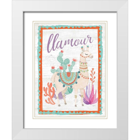 Lovely Llamas II Llamour White Modern Wood Framed Art Print with Double Matting by Urban, Mary
