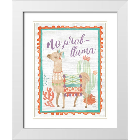 Lovely Llamas IV No Probllama White Modern Wood Framed Art Print with Double Matting by Urban, Mary