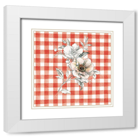 Sketchbook Garden VII Red Checker White Modern Wood Framed Art Print with Double Matting by Nai, Danhui