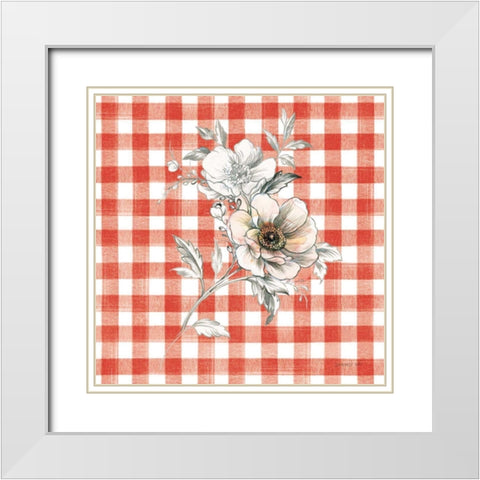 Sketchbook Garden VII Red Checker White Modern Wood Framed Art Print with Double Matting by Nai, Danhui