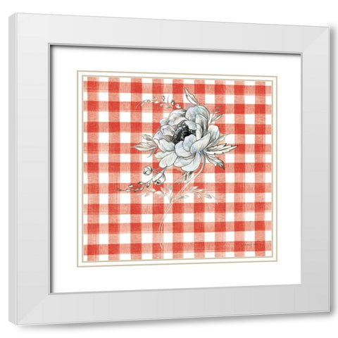 Sketchbook Garden VIII Red Checker White Modern Wood Framed Art Print with Double Matting by Nai, Danhui