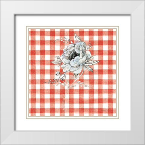 Sketchbook Garden VIII Red Checker White Modern Wood Framed Art Print with Double Matting by Nai, Danhui