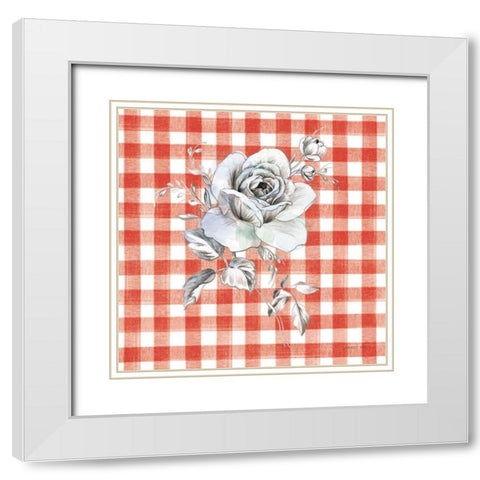 Sketchbook Garden IX Red Checker White Modern Wood Framed Art Print with Double Matting by Nai, Danhui