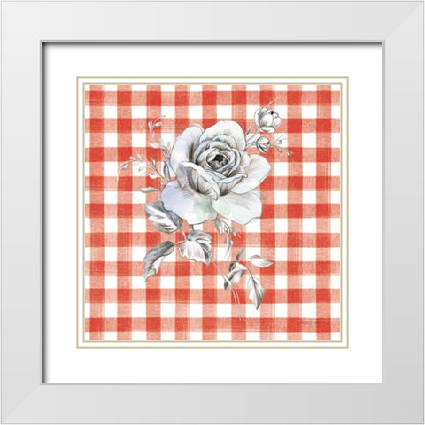 Sketchbook Garden IX Red Checker White Modern Wood Framed Art Print with Double Matting by Nai, Danhui