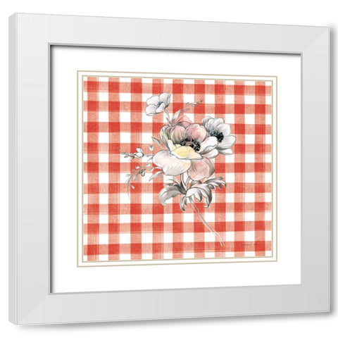 Sketchbook Garden X Red Checker White Modern Wood Framed Art Print with Double Matting by Nai, Danhui