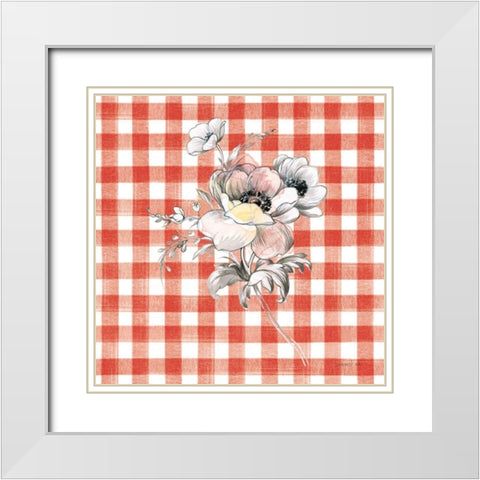 Sketchbook Garden X Red Checker White Modern Wood Framed Art Print with Double Matting by Nai, Danhui