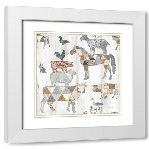 Farm Family Pattern IV White Modern Wood Framed Art Print with Double Matting by Prahl, Courtney