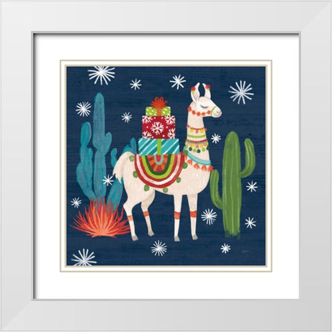 Lovely Llamas II Christmas White Modern Wood Framed Art Print with Double Matting by Urban, Mary