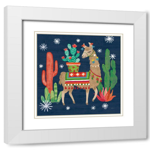 Lovely Llamas III Christmas White Modern Wood Framed Art Print with Double Matting by Urban, Mary