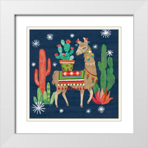 Lovely Llamas III Christmas White Modern Wood Framed Art Print with Double Matting by Urban, Mary