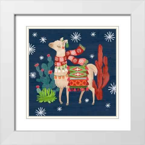 Lovely Llamas IV Christmas White Modern Wood Framed Art Print with Double Matting by Urban, Mary