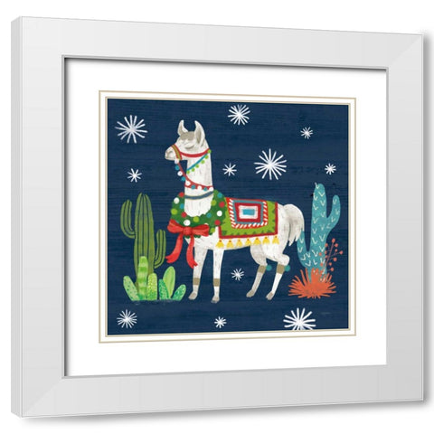 Lovely Llamas V Christmas White Modern Wood Framed Art Print with Double Matting by Urban, Mary