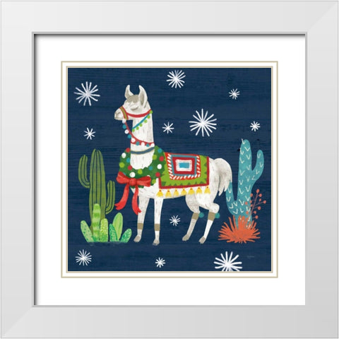 Lovely Llamas V Christmas White Modern Wood Framed Art Print with Double Matting by Urban, Mary