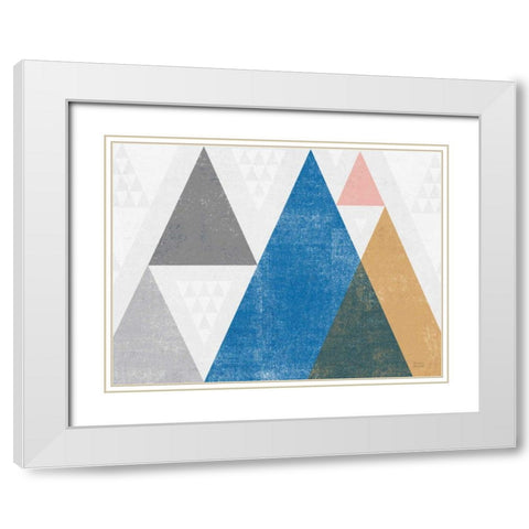 Mod Triangles I Gray Crop White Modern Wood Framed Art Print with Double Matting by Mullan, Michael