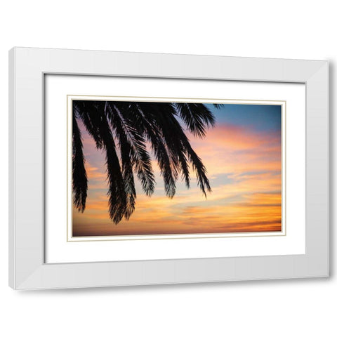 Sunset Palms I White Modern Wood Framed Art Print with Double Matting by Marshall, Laura