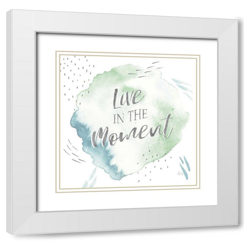 Wonderful World V Blue Green White Modern Wood Framed Art Print with Double Matting by Marshall, Laura