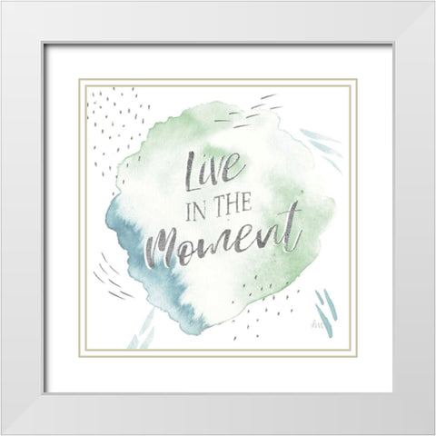 Wonderful World V Blue Green White Modern Wood Framed Art Print with Double Matting by Marshall, Laura