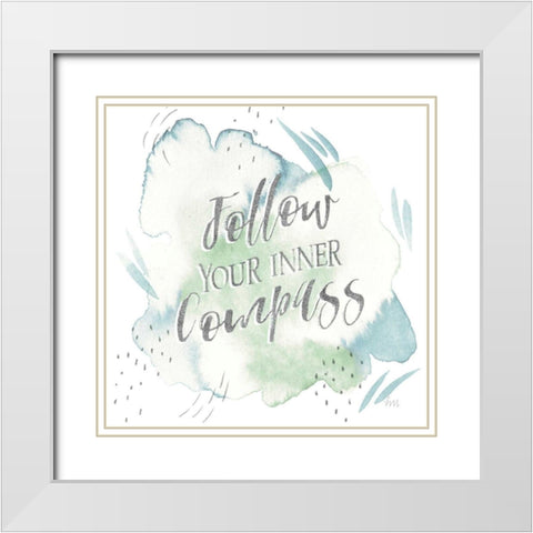 Wonderful World VI Blue Green White Modern Wood Framed Art Print with Double Matting by Marshall, Laura