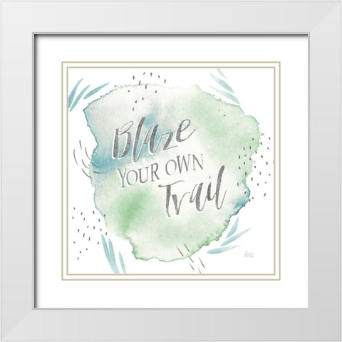Wonderful World VII Blue Green White Modern Wood Framed Art Print with Double Matting by Marshall, Laura