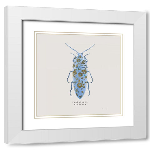 Adorning Coleoptera VIII Sq Blue White Modern Wood Framed Art Print with Double Matting by Wiens, James