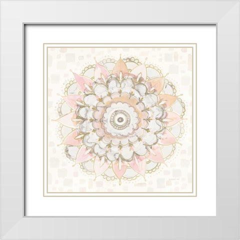 Modern Mandala Square Champagne White Modern Wood Framed Art Print with Double Matting by Nai, Danhui