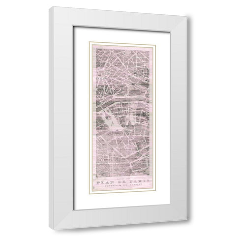 Plan de Paris Panel on Wood v2 Blush White Modern Wood Framed Art Print with Double Matting by Wild Apple Portfolio