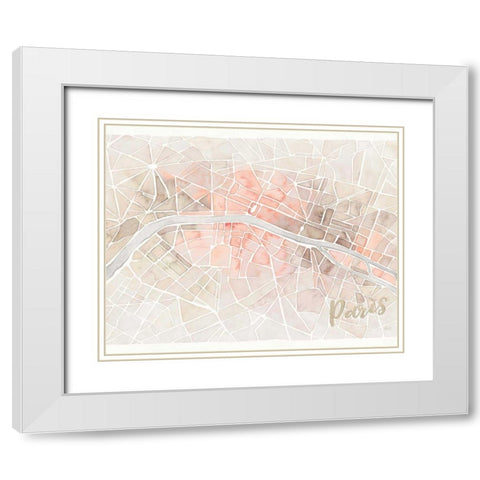 Watercolor Wanderlust Paris Blush Crop White Modern Wood Framed Art Print with Double Matting by Marshall, Laura