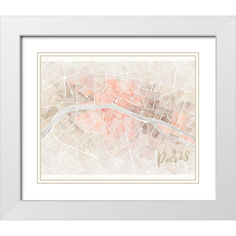 Watercolor Wanderlust Paris Blush Crop White Modern Wood Framed Art Print with Double Matting by Marshall, Laura