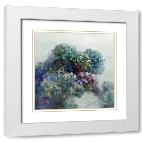 Abstract Hydrangea White Modern Wood Framed Art Print with Double Matting by Nai, Danhui