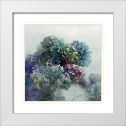 Abstract Hydrangea White Modern Wood Framed Art Print with Double Matting by Nai, Danhui