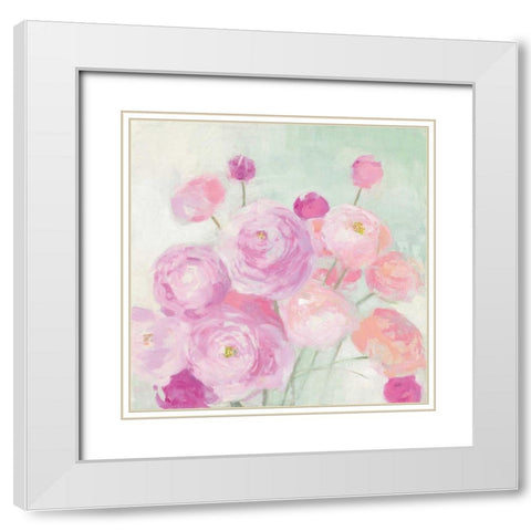 Soft Ranunculus White Modern Wood Framed Art Print with Double Matting by Purinton, Julia