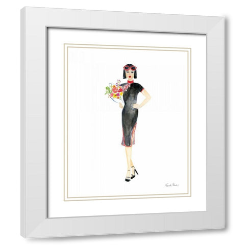 International Girls II White Modern Wood Framed Art Print with Double Matting by Zaman, Farida
