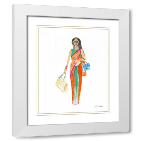 International Girls III White Modern Wood Framed Art Print with Double Matting by Zaman, Farida