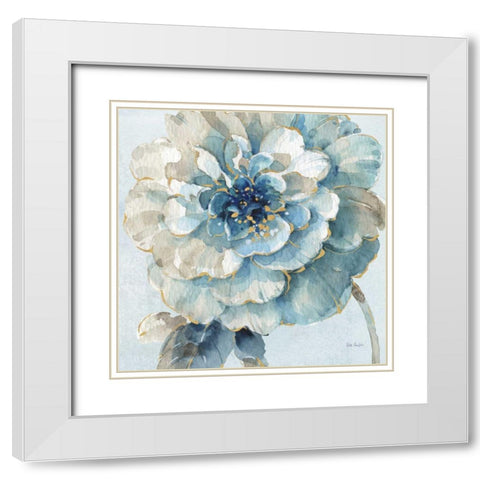 Indigold VII Light Blue White Modern Wood Framed Art Print with Double Matting by Audit, Lisa
