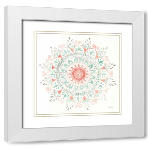 Mandala Delight I White Modern Wood Framed Art Print with Double Matting by Nai, Danhui